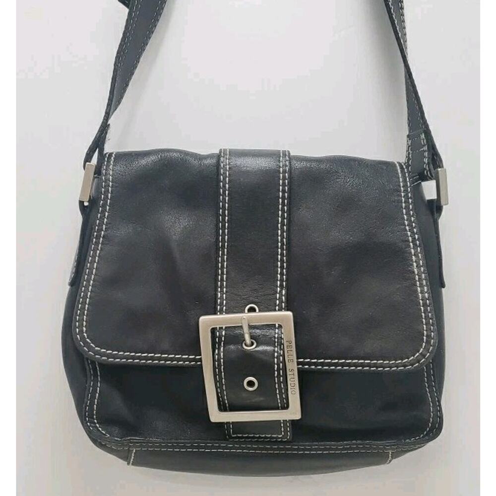 Wilson’s Leather Pelle Studio Black Leather | Crossbody Messenger Bag Style